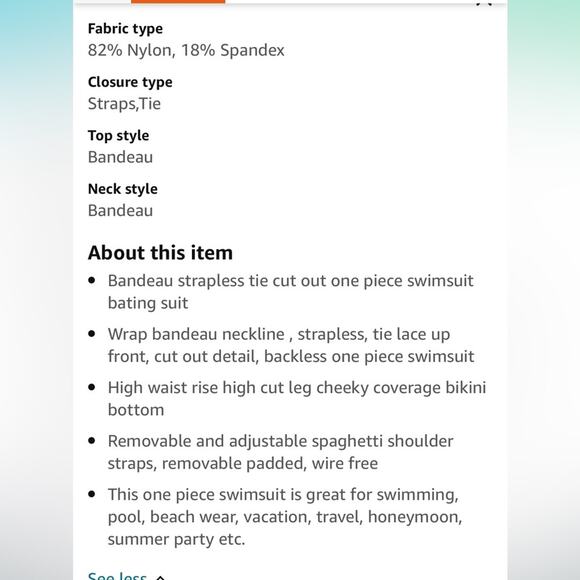 Sky Blue Bandeau Cutout One Piece Swimsuit with removable straps Woman Small - Picture 9 of 9